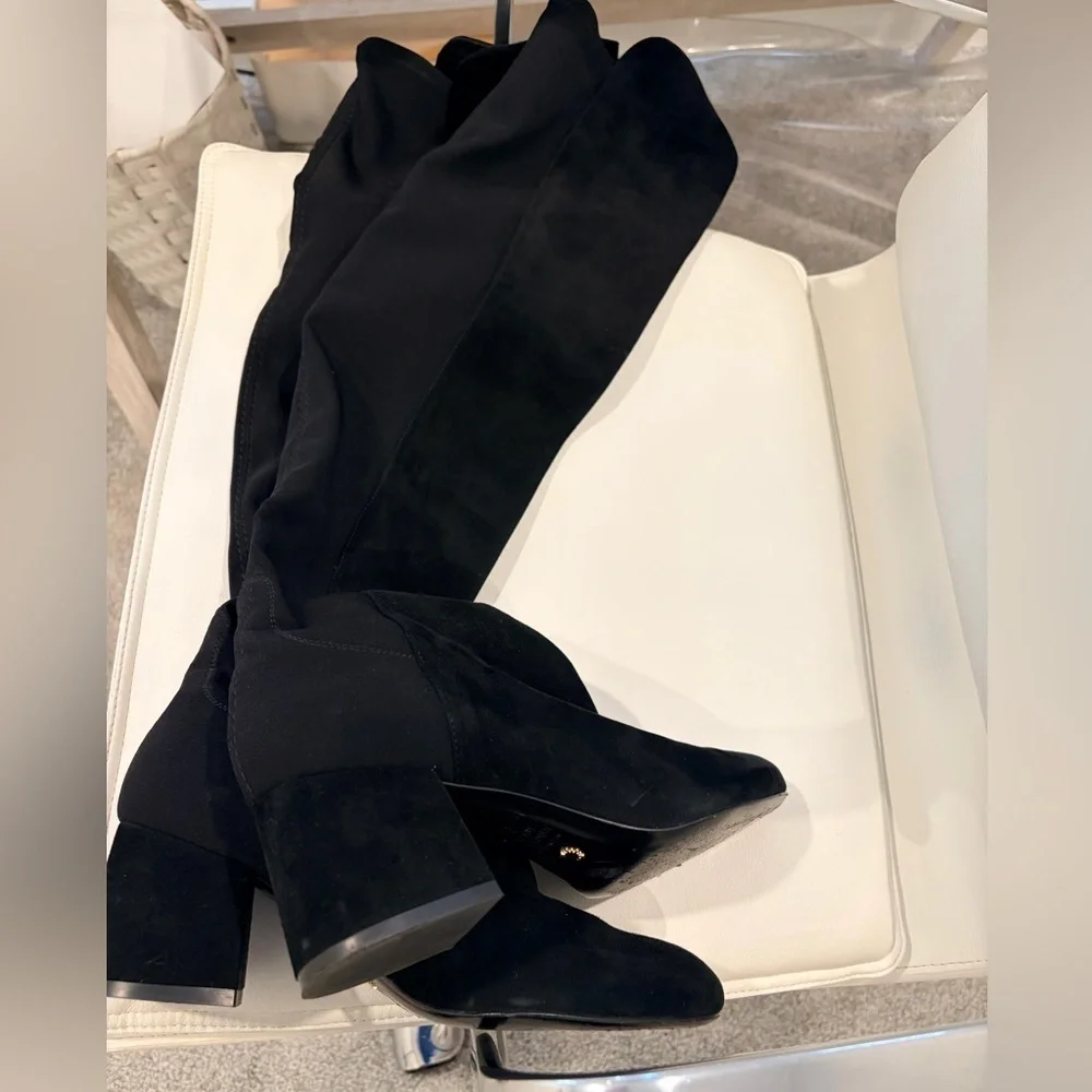 Stuart Weitzman Women's Black Stretch Suede Over-The-Knee‎ Boots SG180 Size 8B